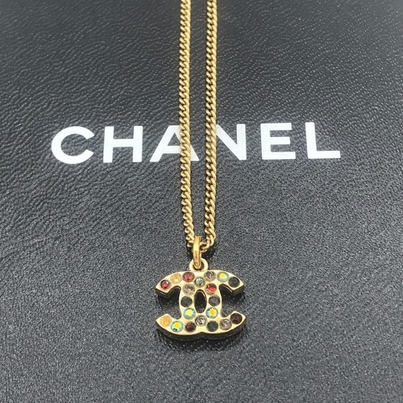 Chanel CC Coco Logo Rhinestone Crystal Necklace - Picture 10 of 16